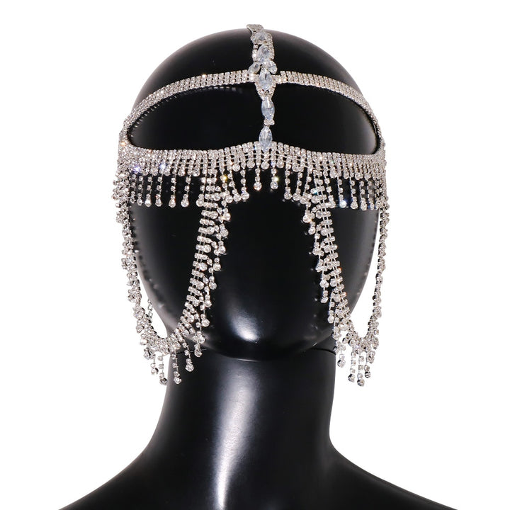 Rhinestone Tassel Mask Masquerade Mask for Women Halloween Mask Accessories Veil Face Chain