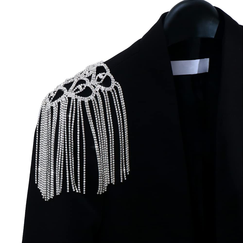 1Piece Tassel Shoulder Epaulet Heart Chain Shoulder Badge Brooch Pins for Man Woman Statement Blazer Ceremony Vintage Accessories