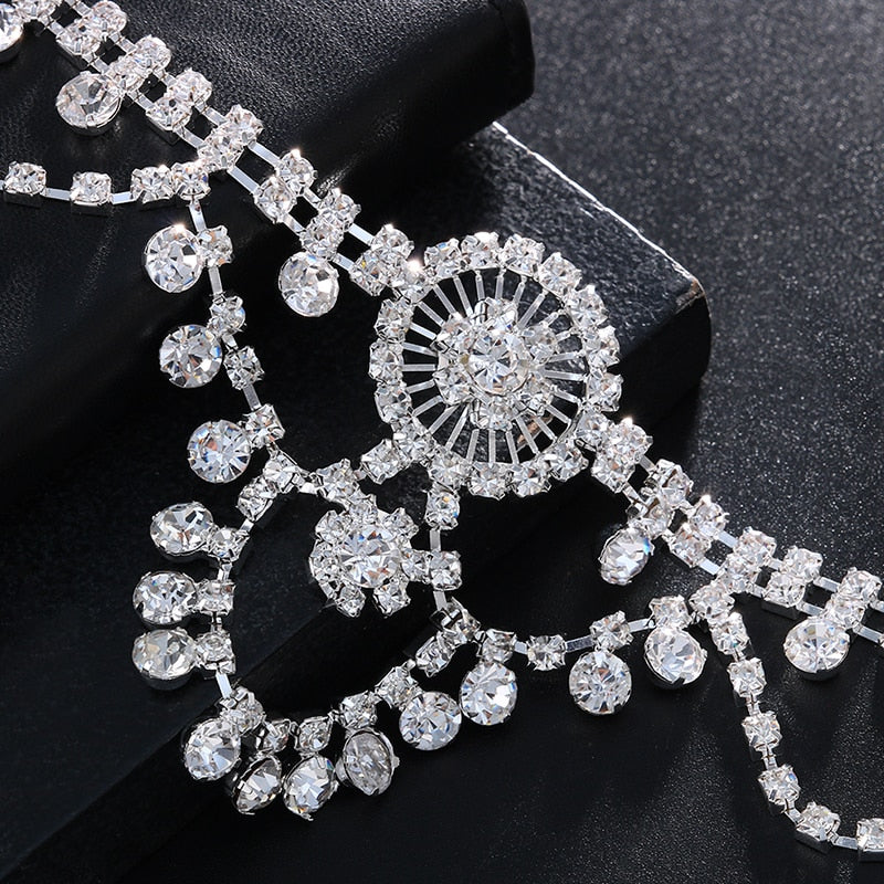 Bohemian Rhinestones Crystal Forehead Headdress Bridal Headband Chains Women Wedding Accessories Indian Hair Band