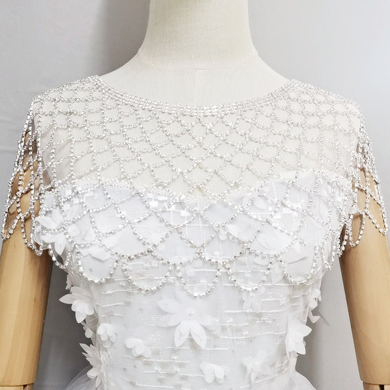 Mesh Rhinestone Shoulder Chain Necklace Wedding Accessories Dress Clothing Bride Body Chain Body Jewelry