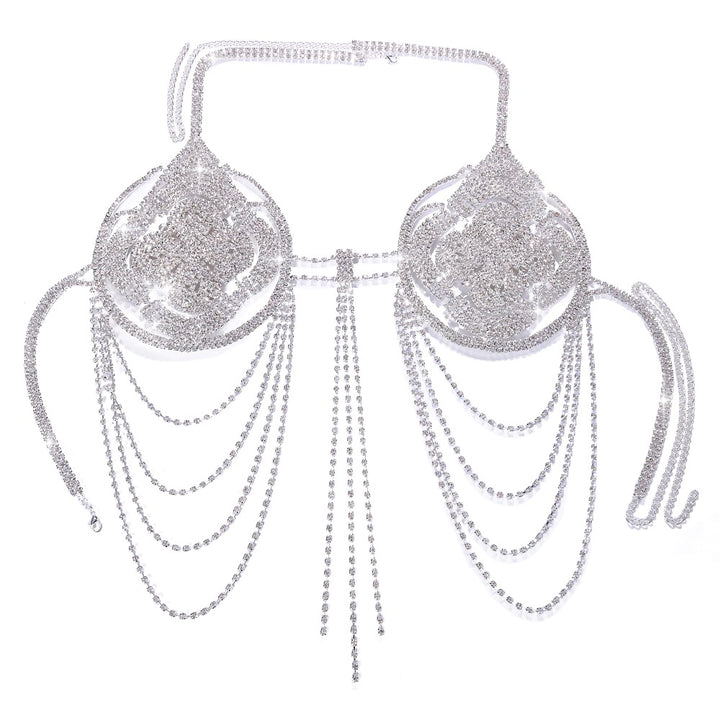Crystal Bra Top Chain Bikini Jewelry Tassel Body Chain Rhinestone Chain Lingerie