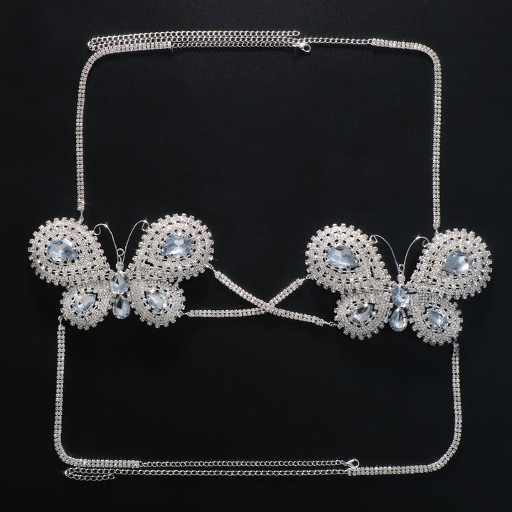 Butterfly Top Crystal Bra Chain Bikini Harness Women Body Jewelry Lingerie Body Chain Necklace