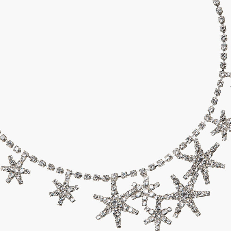 Multi Six Manifold Star Rhinestone Choker Necklace for Women Crystal Star Necklace Choker Collar Jewelry Christmas Gift