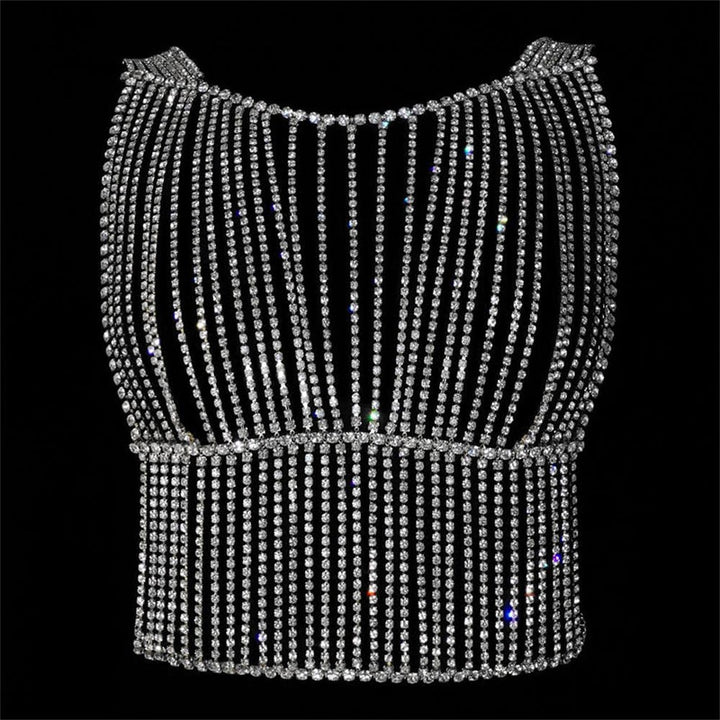 Rhinestones Crystal Top Sleeveless Tank Top Body Chain Women Bikini Accessories