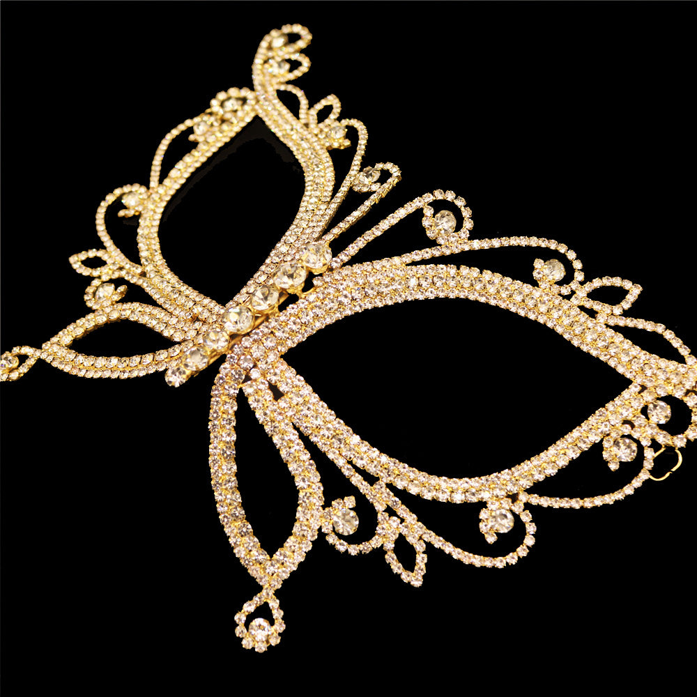 Rhinestone Crystal Butterfly Mask for Face Women Halloween Masquerade Accessories