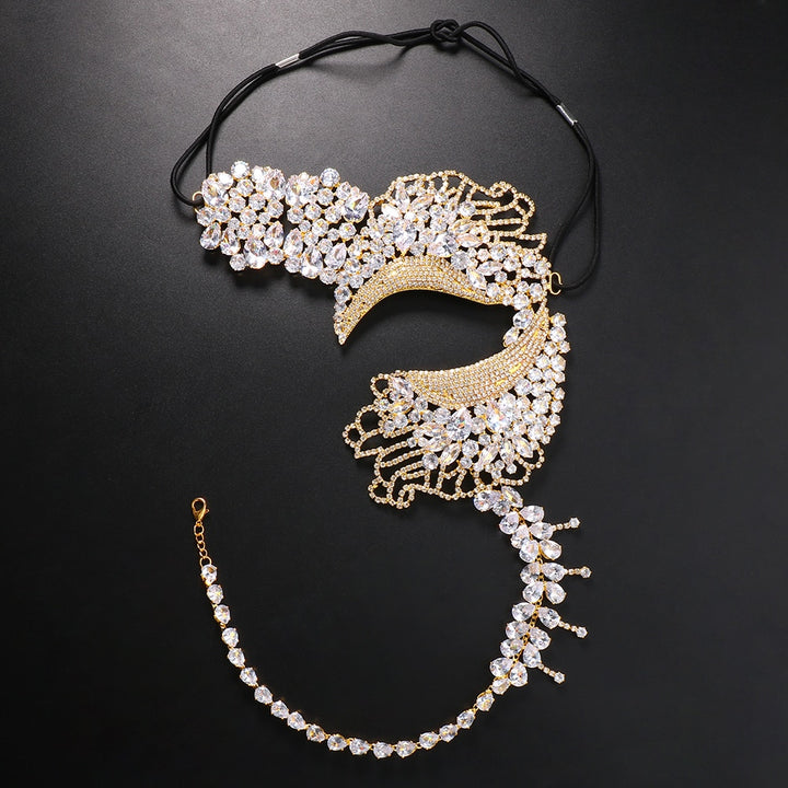 Rhinestone Mask Masquerade Masks Women Halloween Mask Venetian Mask Crystal Face Mask