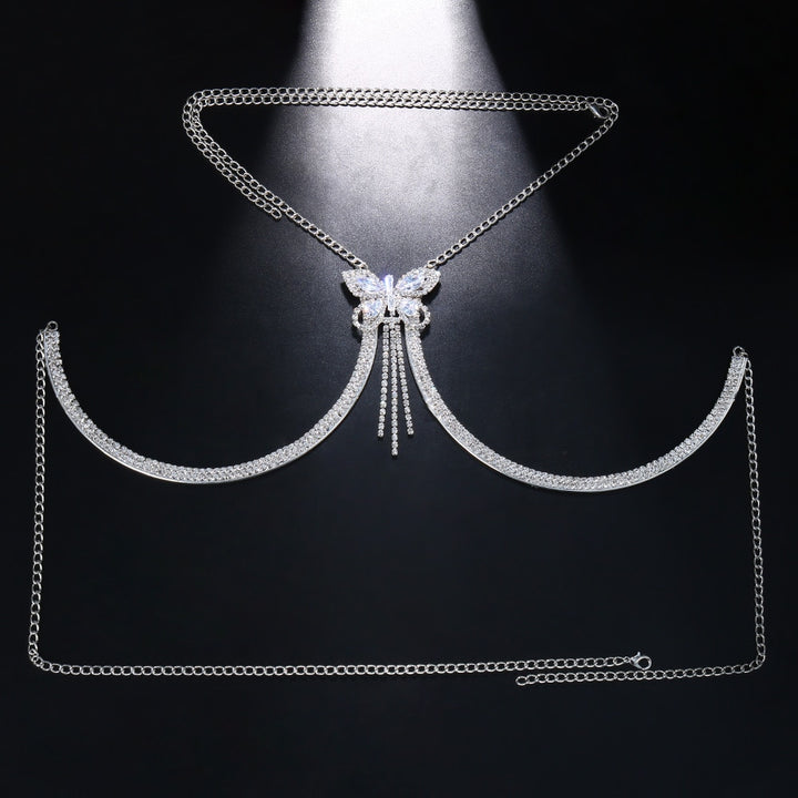 Rhinestone Butterfly Chest Bracket Bra Chest Chain Necklace Underwear Jewelry Bikini Accessories