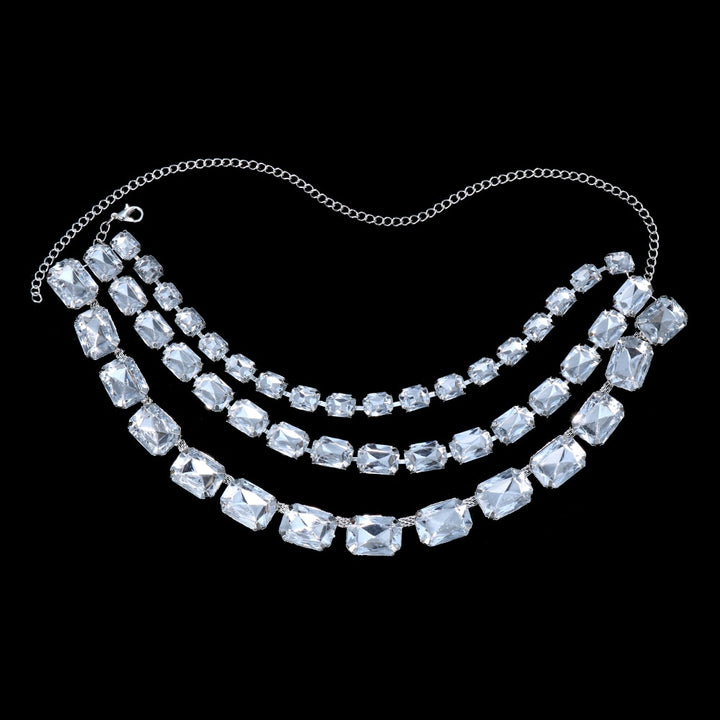 Large Rhinestone Necklace Jewelry for Women Multi Row Crystal Collar Choker Necklace