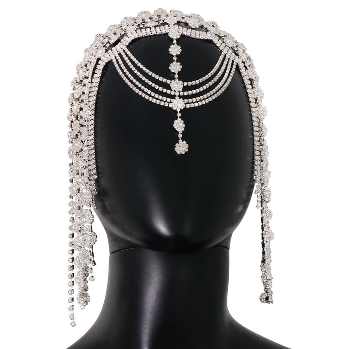 Crystal Tassel Head Chain Jewelry Women Halloween Flapper Forehead Cap Headpieces Rhinestone Bridal Party Hair Accessories
