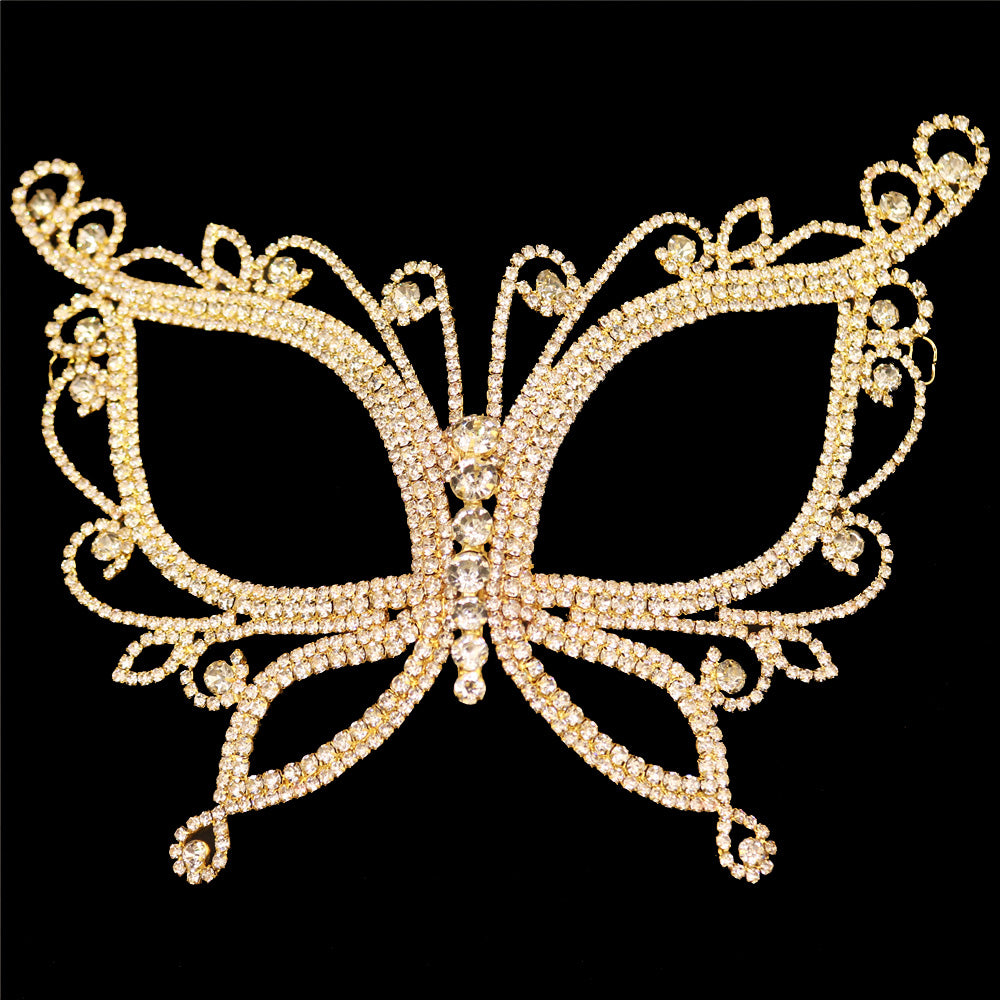 Rhinestone Crystal Butterfly Mask for Face Women Halloween Masquerade Accessories