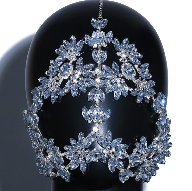 Crystal Face Masks for Women Rhinestone Masquerade Mask Halloween Mask Face Chain