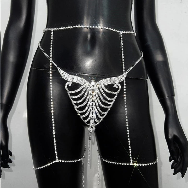 Crystal Thong Waist Chain Leg Chain Lingerie Underwear Panties Women Swimsuit Bikini Body Jewelry Body Chain