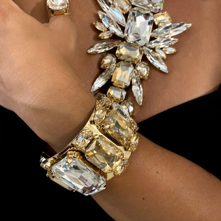 Bold Statement Bombastic Bracelet for Women Hand Fashion Rhinestone Bracelets Jewelry Bridal Crystal Bracelets Wedding Gifts
