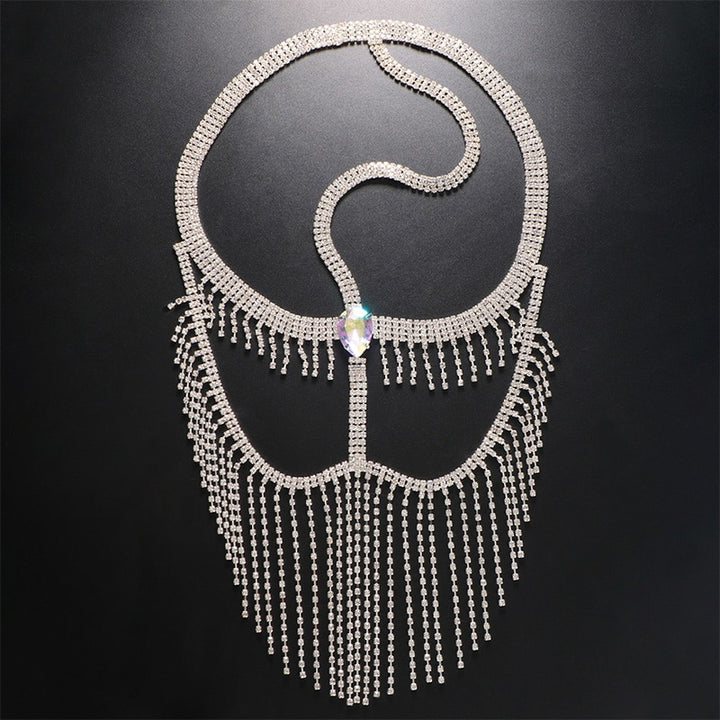 Crystal Tassel Face Mask Face Chain Rhinestones Costume Halloween Mask For Women Veil Masquerade Party Face Jewelry