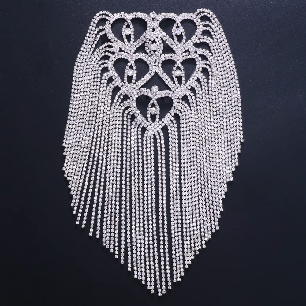 1Piece Tassel Shoulder Epaulet Heart Chain Shoulder Badge Brooch Pins for Man Woman Statement Blazer Ceremony Vintage Accessories