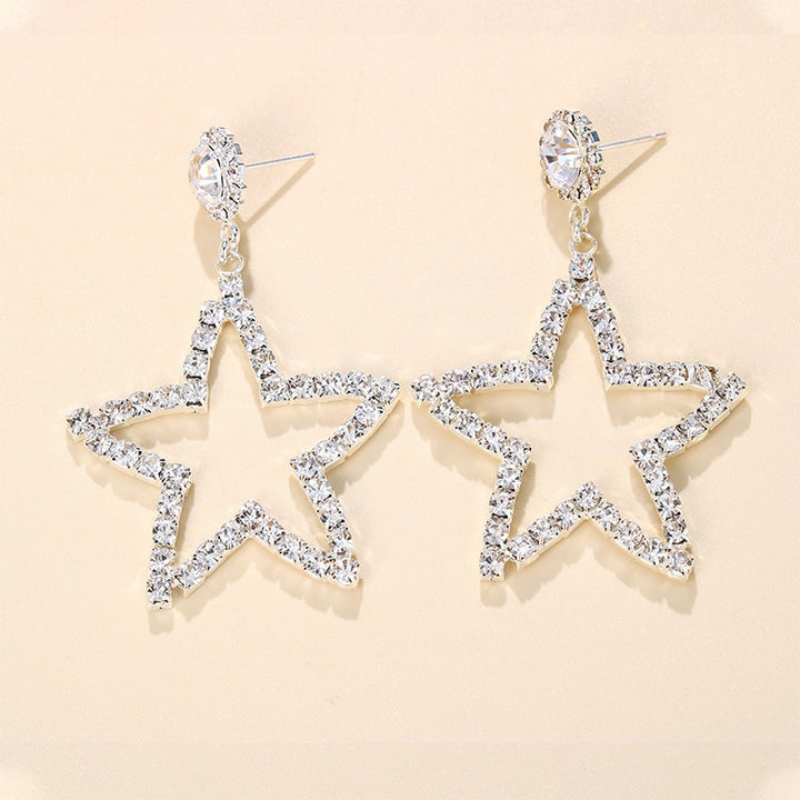 Pair Dangling Big Star Earrings Vintage For Women Piercing Pendant Crystal Loop Earrings