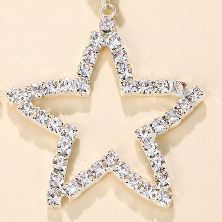 Pair Dangling Big Star Earrings Vintage For Women Piercing Pendant Crystal Loop Earrings