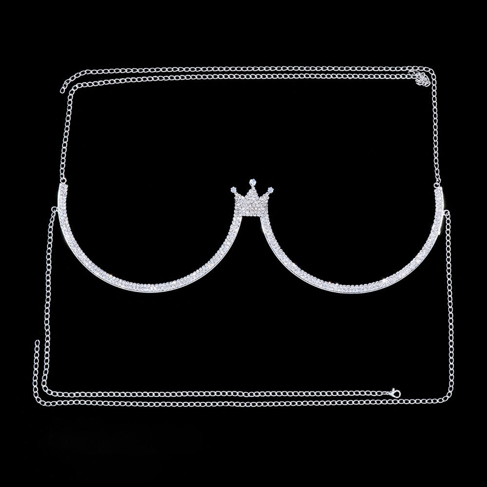 Crown Chest Bracket Bras Chain Harness Chest Chain Women Body Jewelry Rhinestone