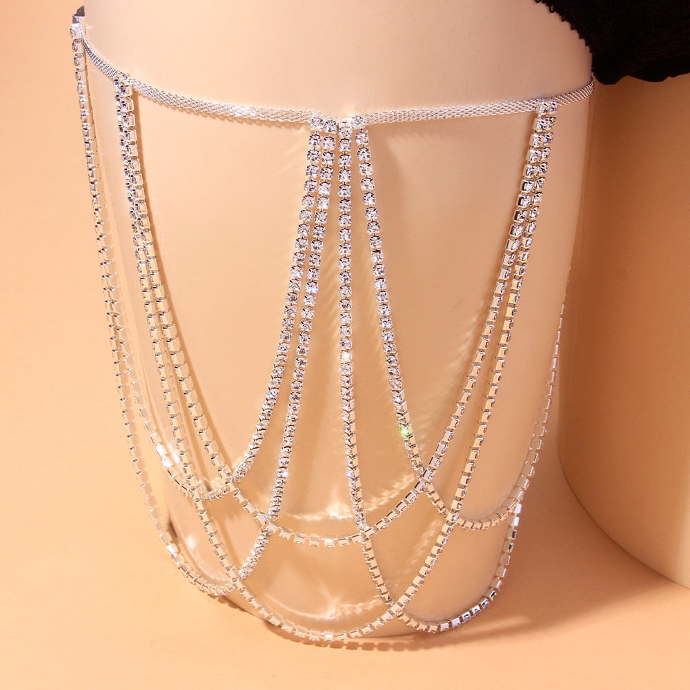 Rhinestone Multi Layered Crystal Leg Chain Thigh Chain Body Chain Body Jewelry