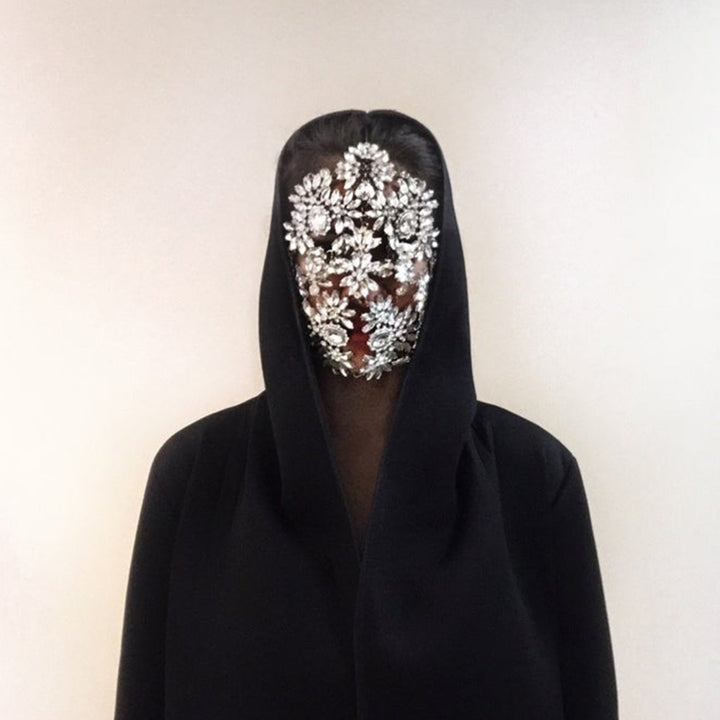 Crystal Full Face Mask Women Halloween Mask Masquerade Mask Rhinestone Face Jewelry