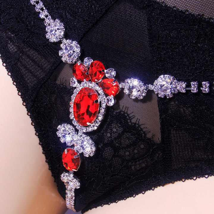 Crystal Underwear Thong Rhinestone Lingerie Panties Bling Belly Waist Chain Bikini Body Jewelry