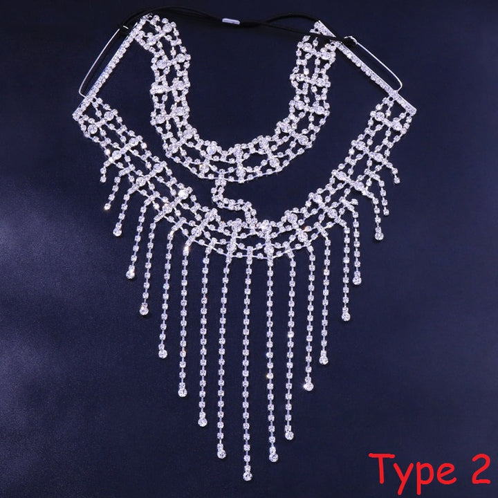 Rhinestone Crystal Tussle Mask Women Face Jewelry Halloween Accessories