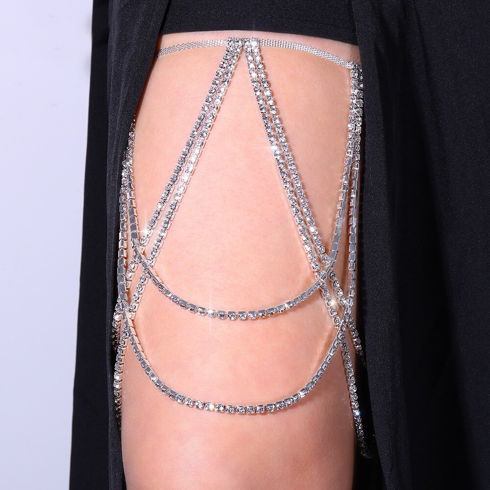 Rhinestone Multi Layered Crystal Leg Chain Thigh Chain Body Chain Body Jewelry