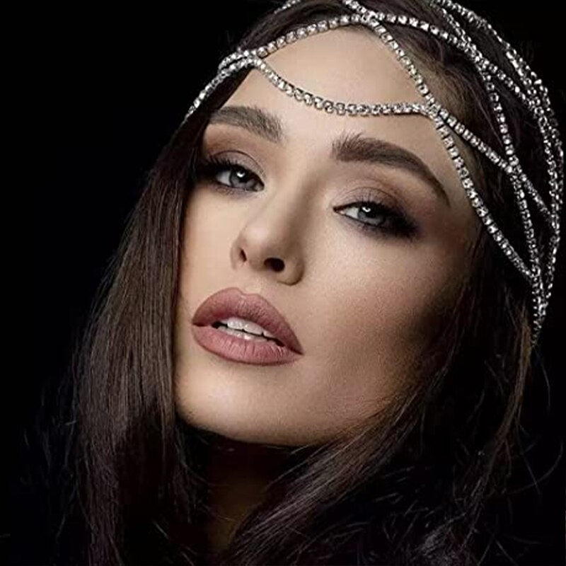 Multi-layer Mesh Bridal Headband Rhinestone Head Chain Hair Accessories