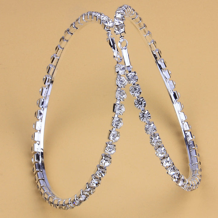 Big Circle Crystal Earrings Glass Bling Large Rhinestone Hoop Earrings