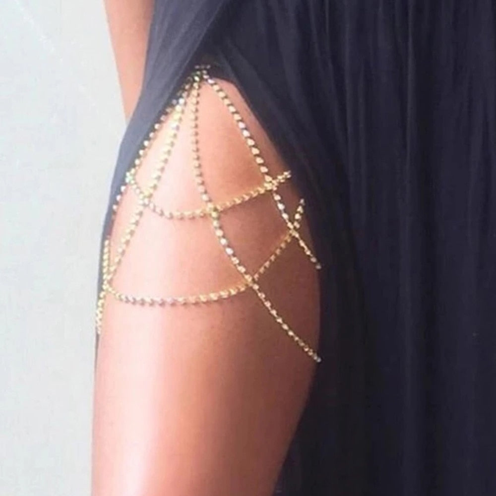 Rhinestone Multi Layered Crystal Leg Chain Thigh Chain Body Chain Body Jewelry