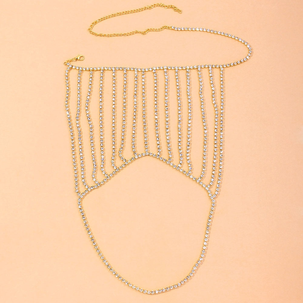 Multi-Layered Shoulder Chain Bodysuit Jewelry for Cape Necklace Women Body Chain Bikini