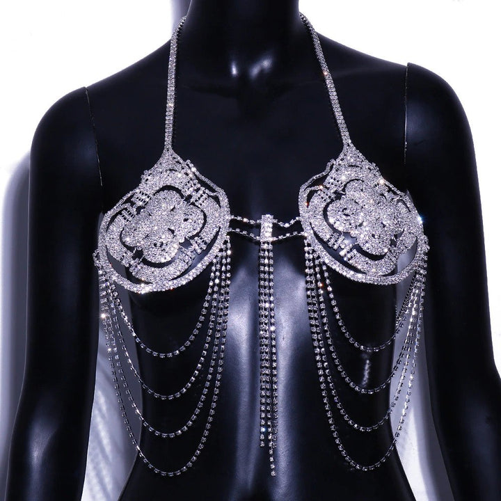 Crystal Bra Top Chain Bikini Jewelry Tassel Body Chain Rhinestone Chain Lingerie
