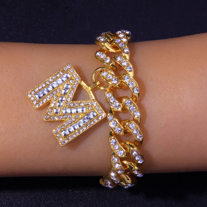 A-Z Alphabet Initial Letter Diy Luxury Baguette Bracelets Chain Guban Link Jewelry