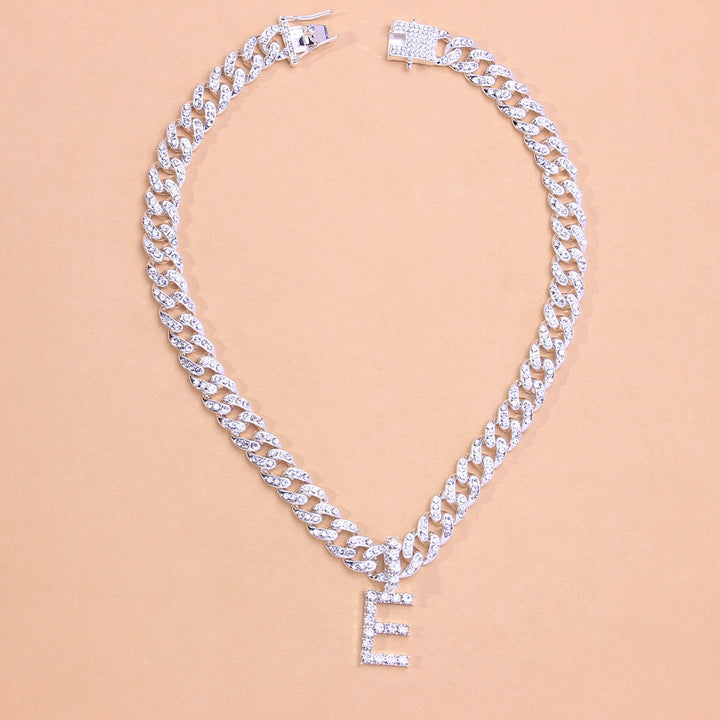 A-Z Alphabet Initial Letter Pendant Necklace Curb Cuban Women Choker