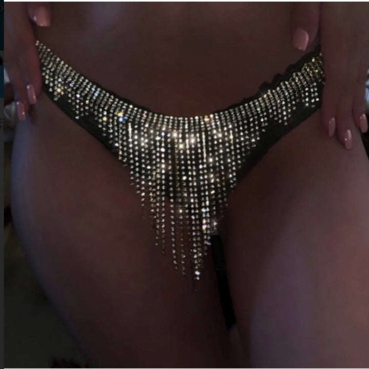 Sexy Tassel Underwear Thong Panties Crystal Body Chain Hide-it Jewelry